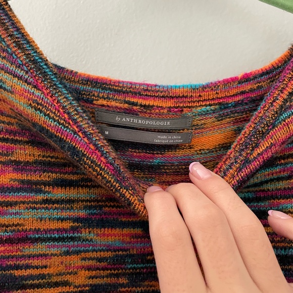 Anthropology Multicolor Sweater Ruffle Sleeve Tank Top Size: Medium - Picture 3 of 3